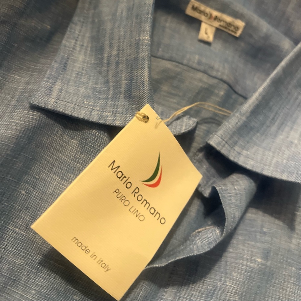 SOLD Mario Romano Made in Italy Light Blue Linen Shirt 👕